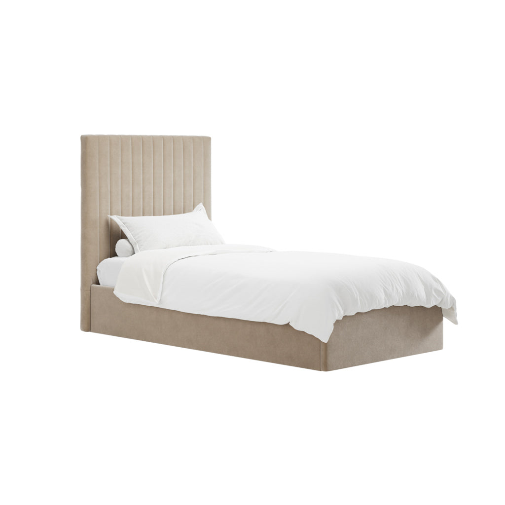 Berlin Beige Tall Single Ottoman Bed
