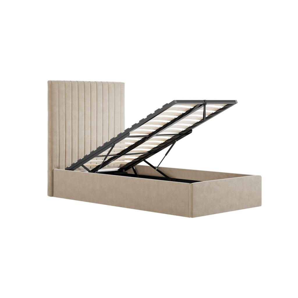 Berlin Beige Tall Single Ottoman Bed