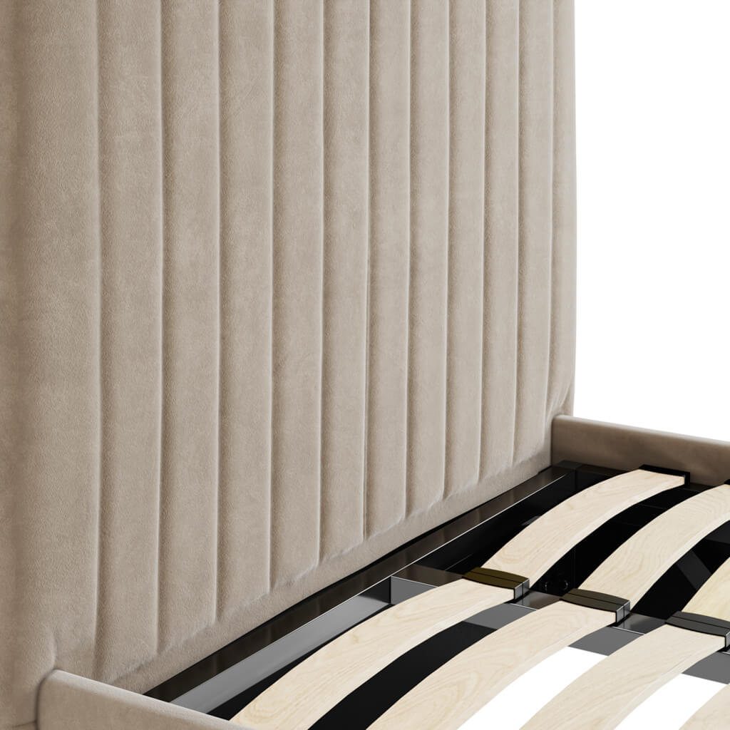 Berlin Beige Tall Single Ottoman Bed