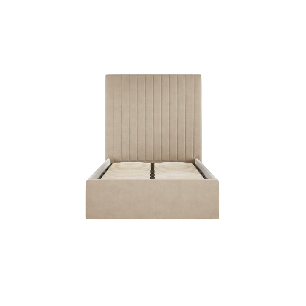 Berlin Beige Tall Single Ottoman Bed
