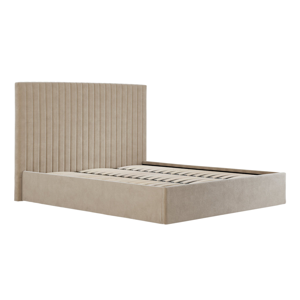 Berlin Beige Tall Super Kingsize Ottoman Bed