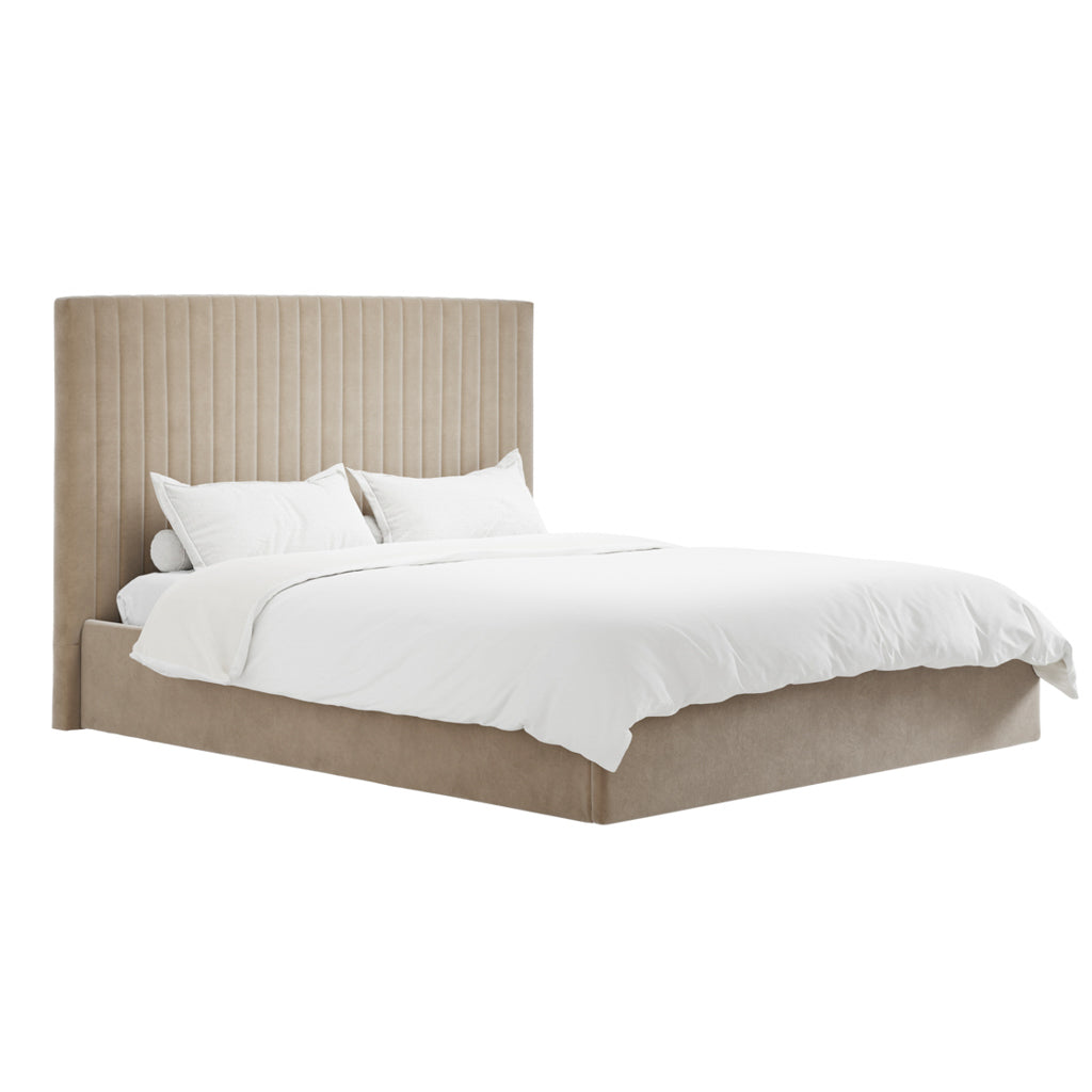 Berlin Beige Tall Super Kingsize Ottoman Bed