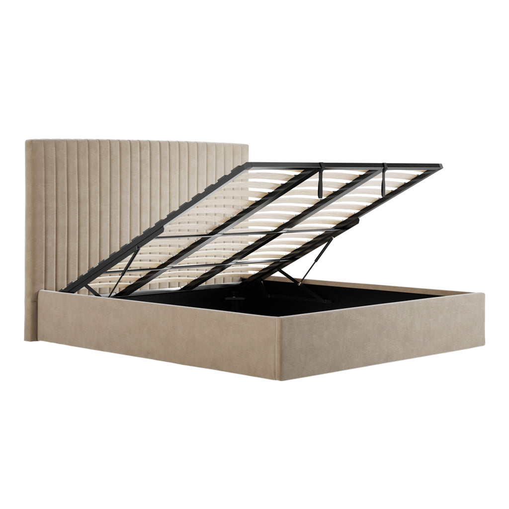 Berlin Beige Tall Super Kingsize Ottoman Bed