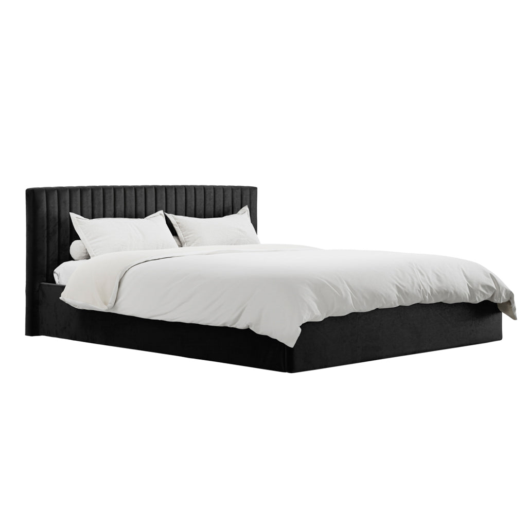 Berlin Black Ottoman Bed In Super Kingsize