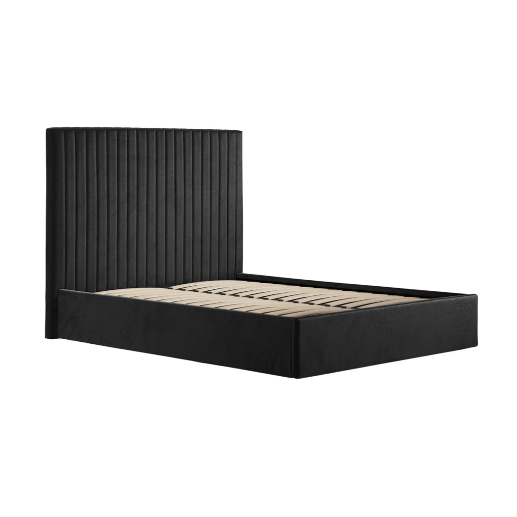 Berlin Black Tall Double Ottoman Bed