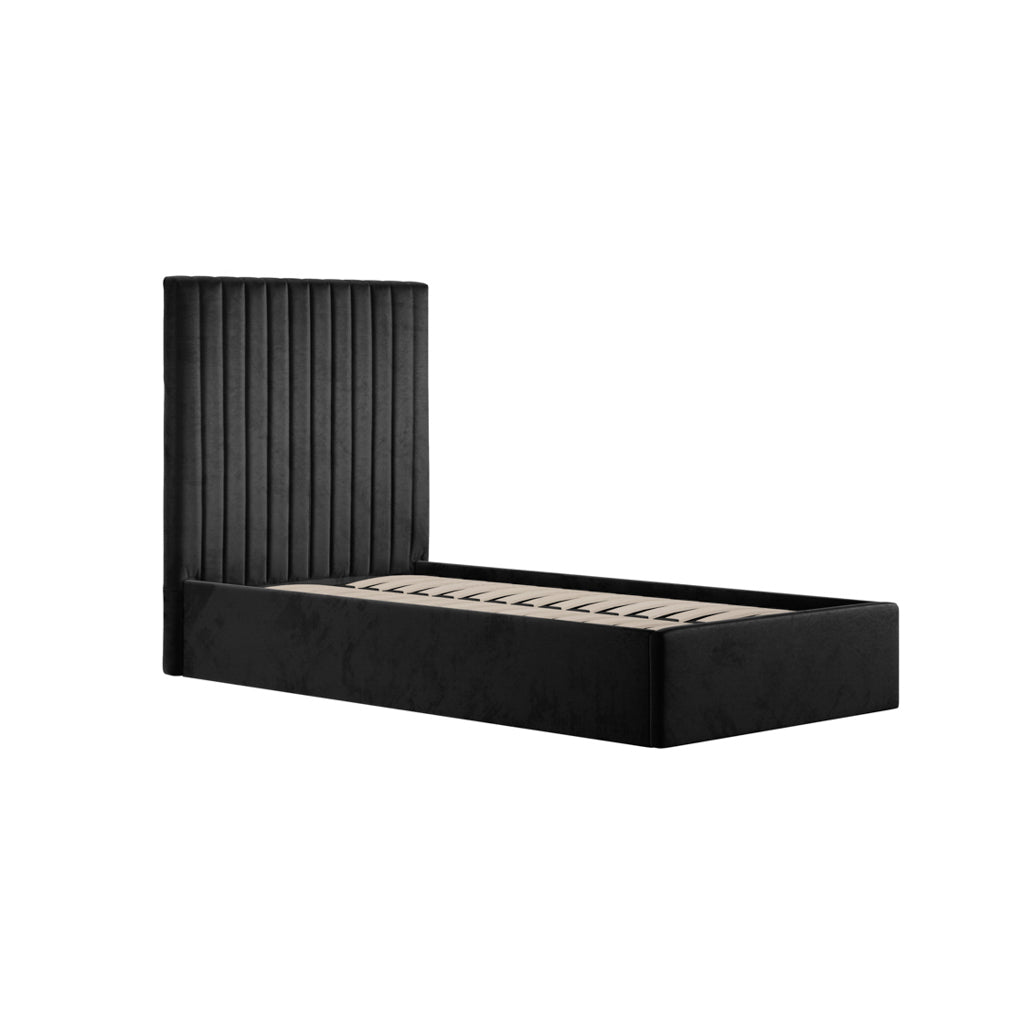 Berlin Black Tall Single Ottoman Bed