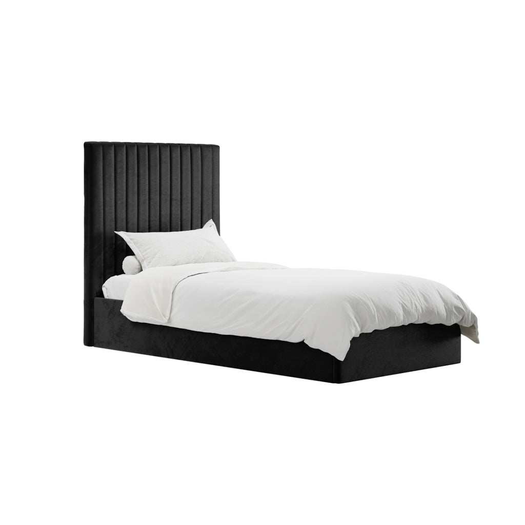 Berlin Black Tall Single Ottoman Bed