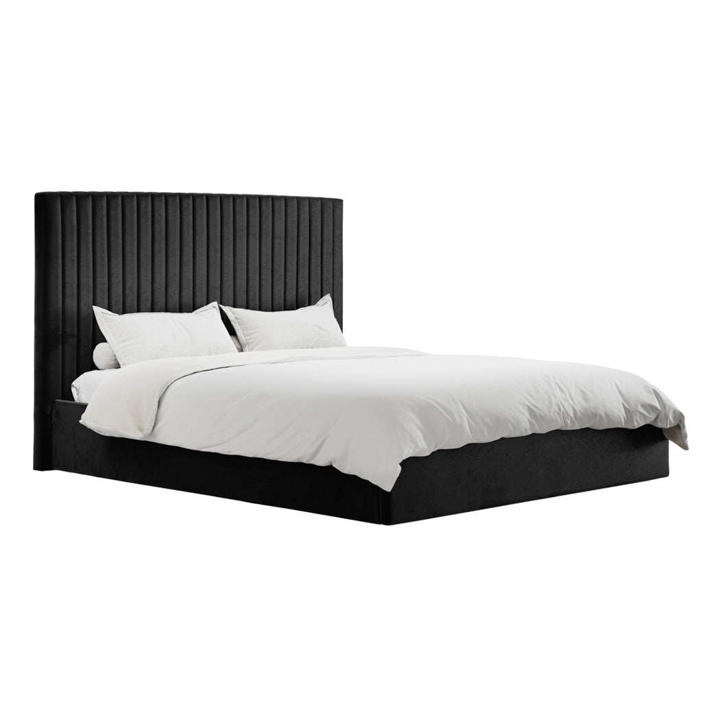 Berlin Black Tall Super Kingsize Ottoman Bed