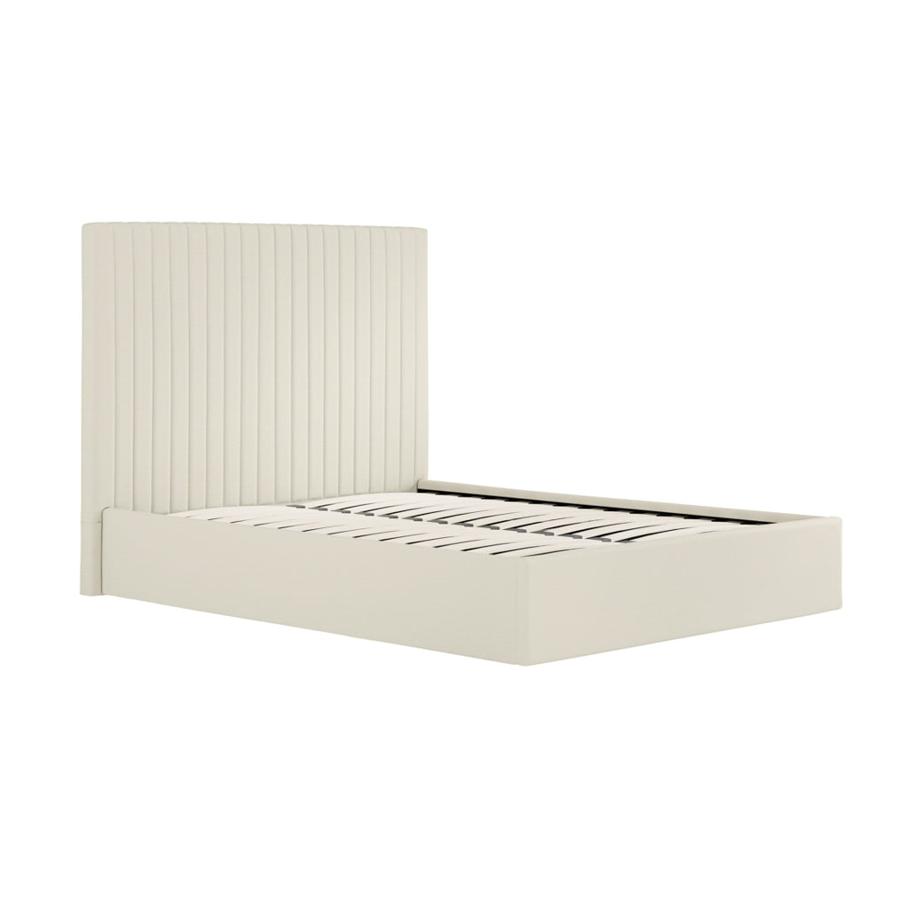 Berlin Milk Tall Double Ottoman Bed