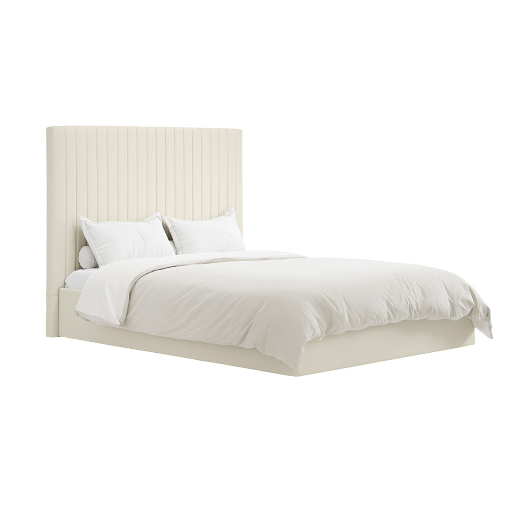 Berlin Milk Tall Double Ottoman Bed