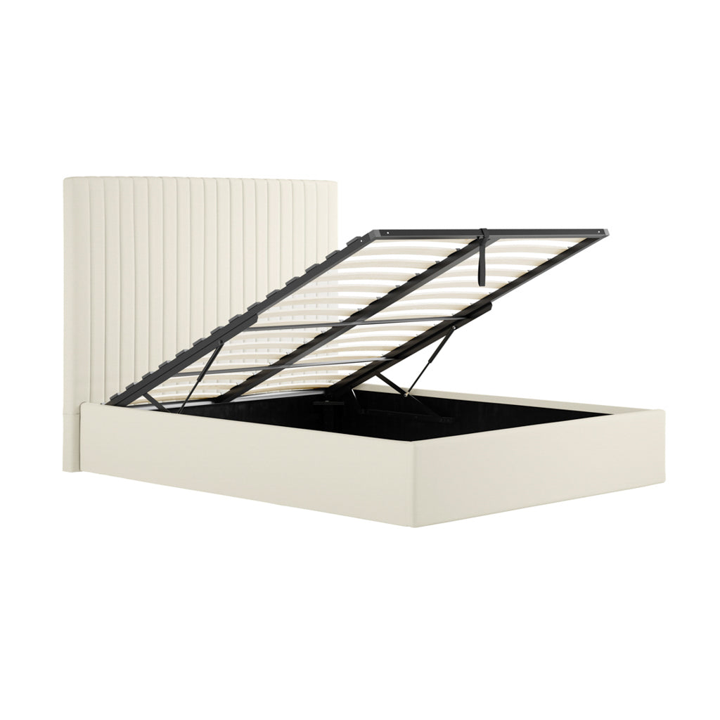 Berlin Milk Tall Double Ottoman Bed
