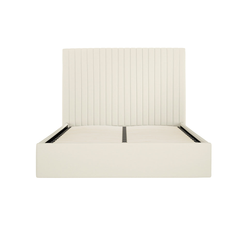 Berlin Milk Tall Double Ottoman Bed