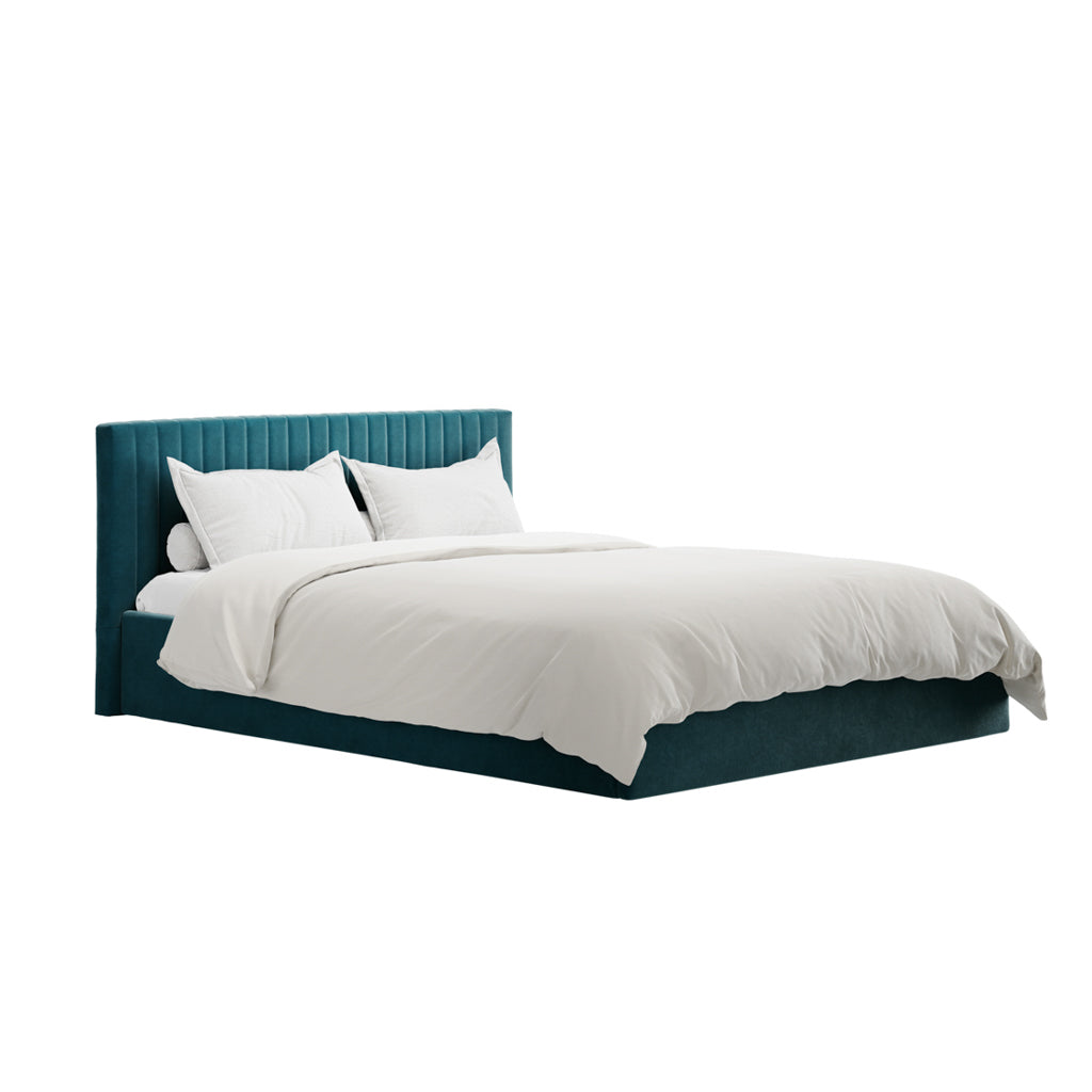 Berlin Teal Double Ottoman Bed