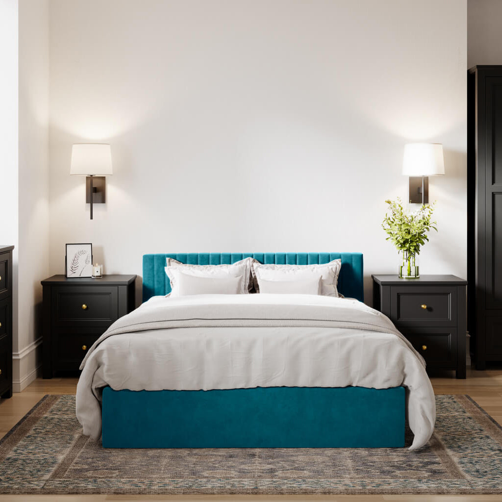 Berlin Teal Double Ottoman Bed