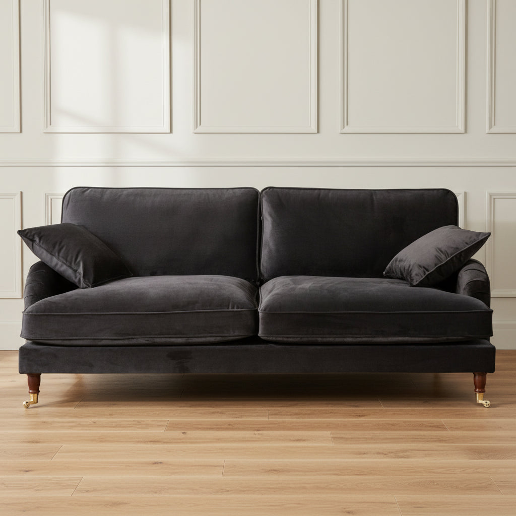 Black Velvet 4 Seater Sofa