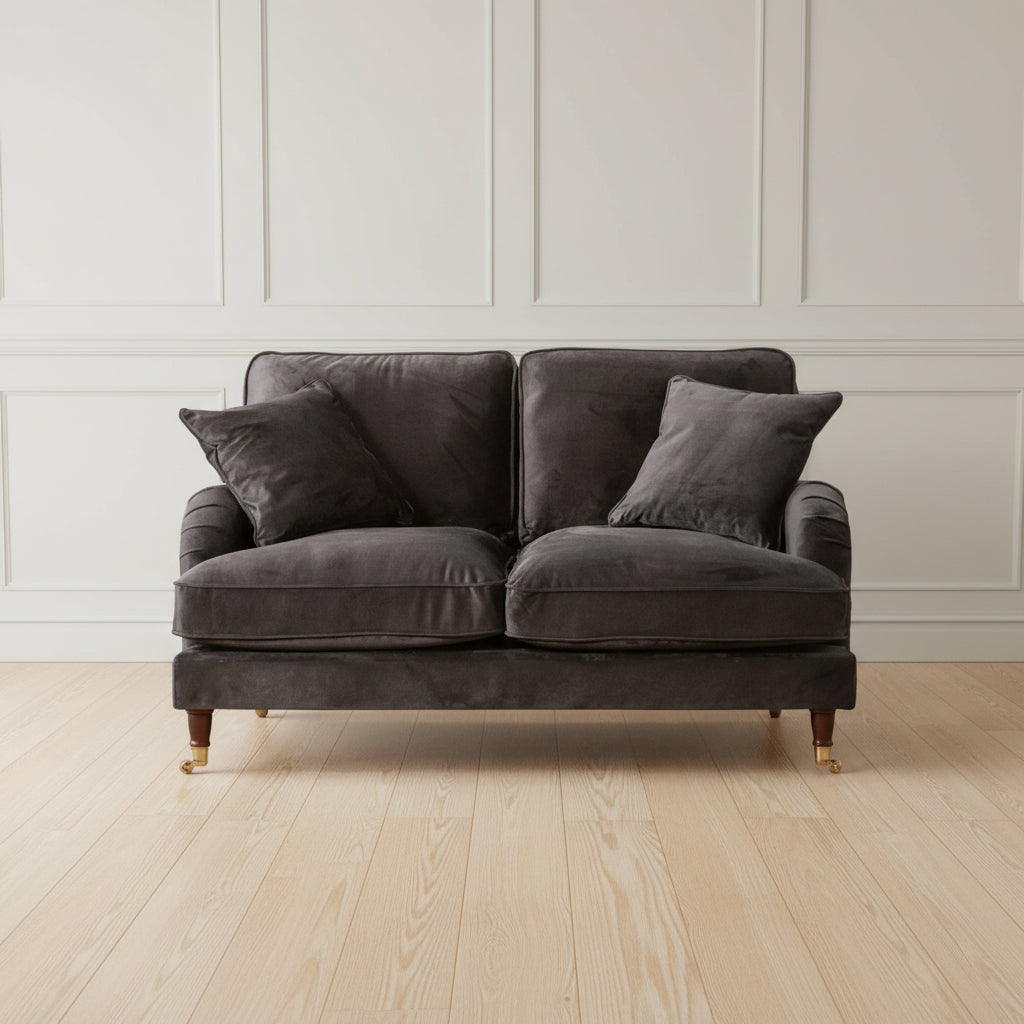 Black Velvet Upholstered 2 Seater Sofa