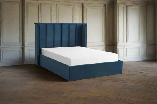 The Pumford Kingsize Storage Bed Blue Velvet