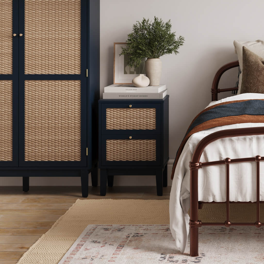 Harry Christian Home Blue Bedside Cabinet