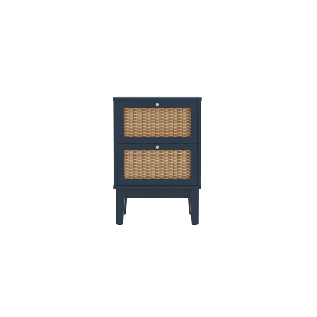 Harry Christian Home Blue Oak & Rattan Accent Bedroom Furniture Set