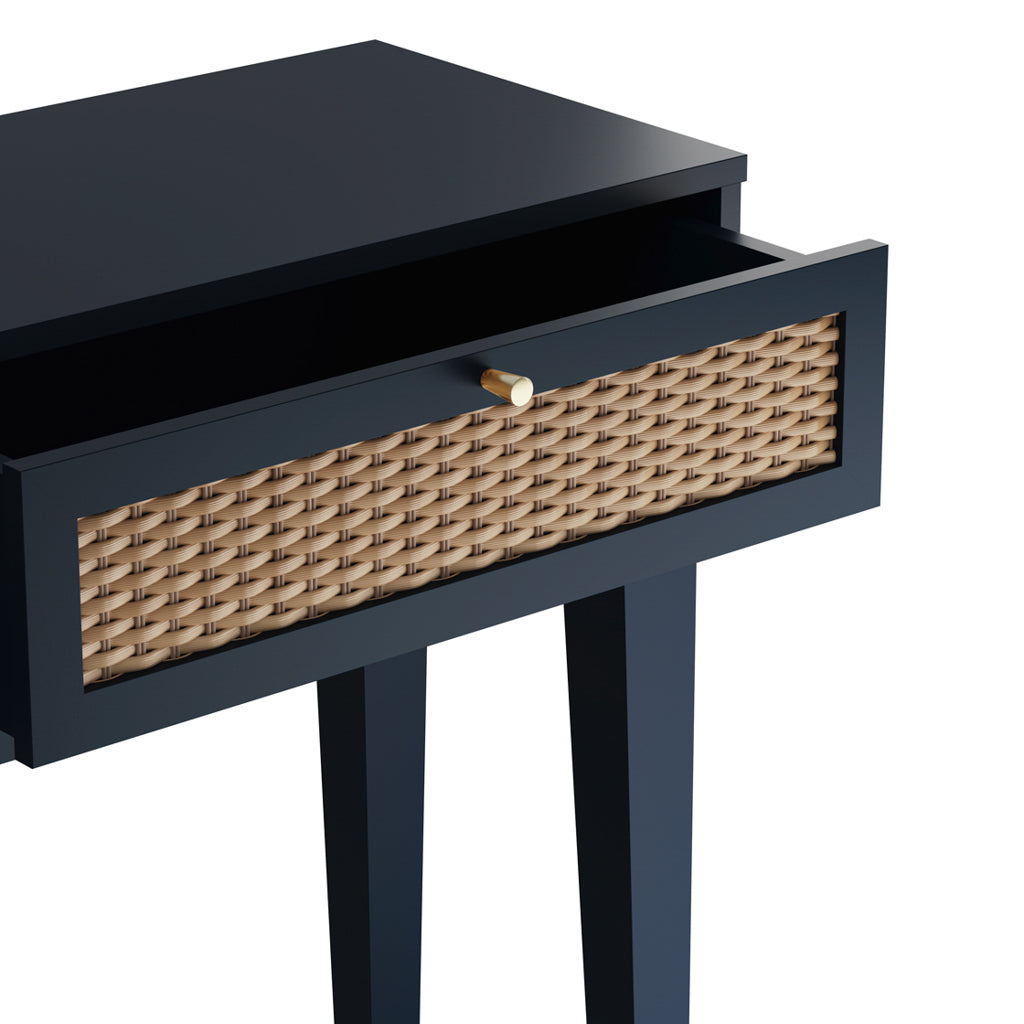 Harry Christian Home Blue & Rattan Dressing Table