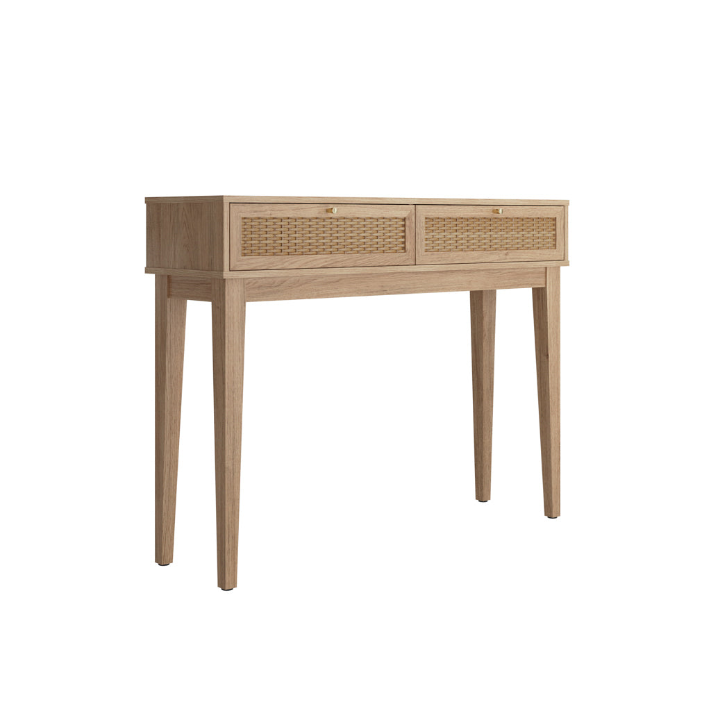 Harry Christian Home Oak & Rattan Dressing Table