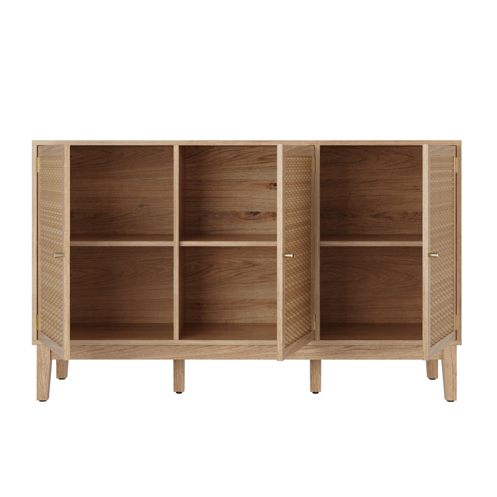Harry Christian Home Oak & Rattan Front Large Sideboard