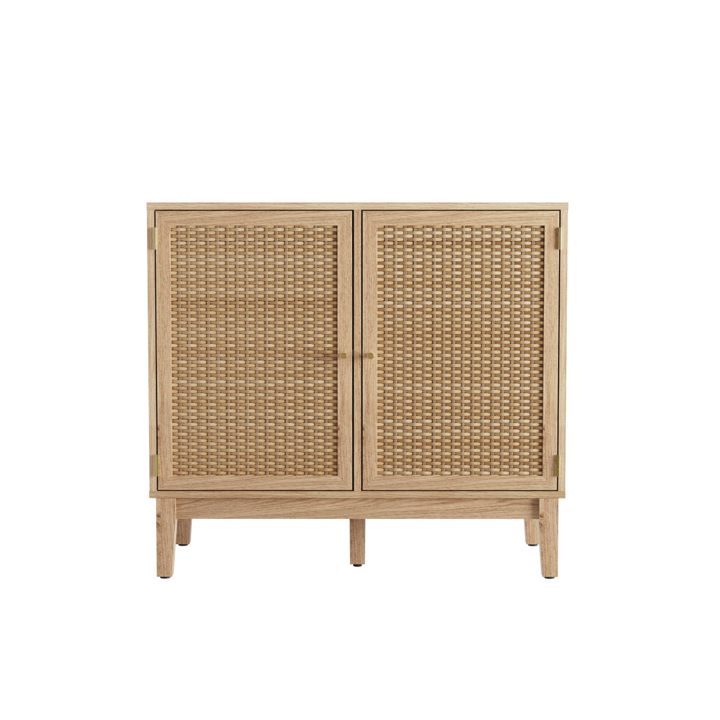 Harry Christian Home Oak & Rattan Small Sideboard