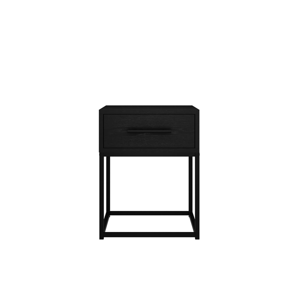 Harry Christian Home Black Modern Sleek Bedside Cabinet