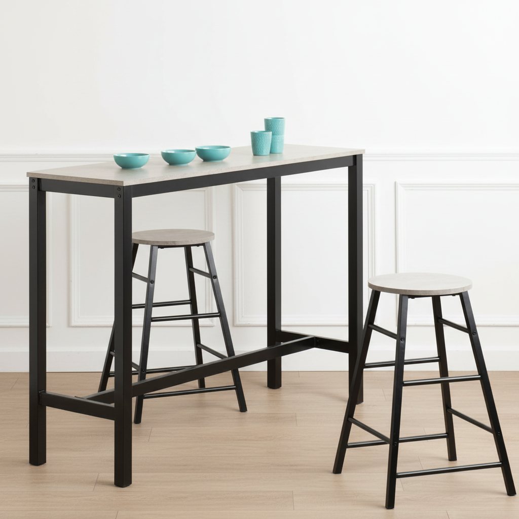 Breakfast Bar Furniture Set includes a breakfast bar and two stools. A Part of the Home Essentials by Harry Christian 
