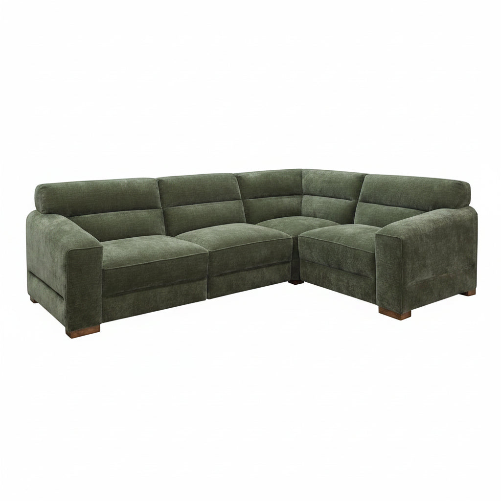 CHICAGO GREEN UNIVERSAL CORNER SOFA. SOLD AT HONEYPOT FURNITURE AND CHOICE FURNITURE. BEEHIVE FURNITURE. 