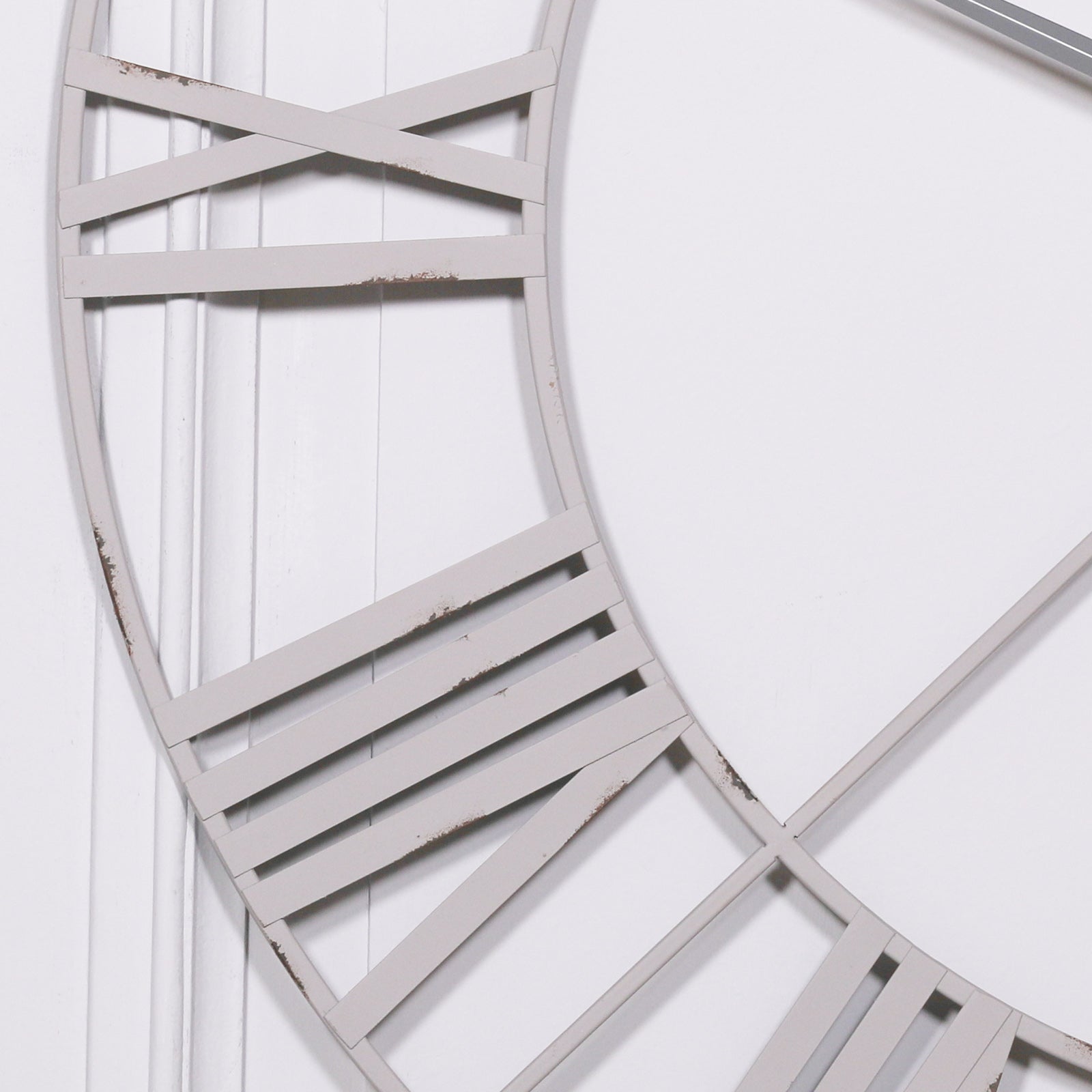 Pale Grey / Off White 110cm Vintage Metal Wall Clock