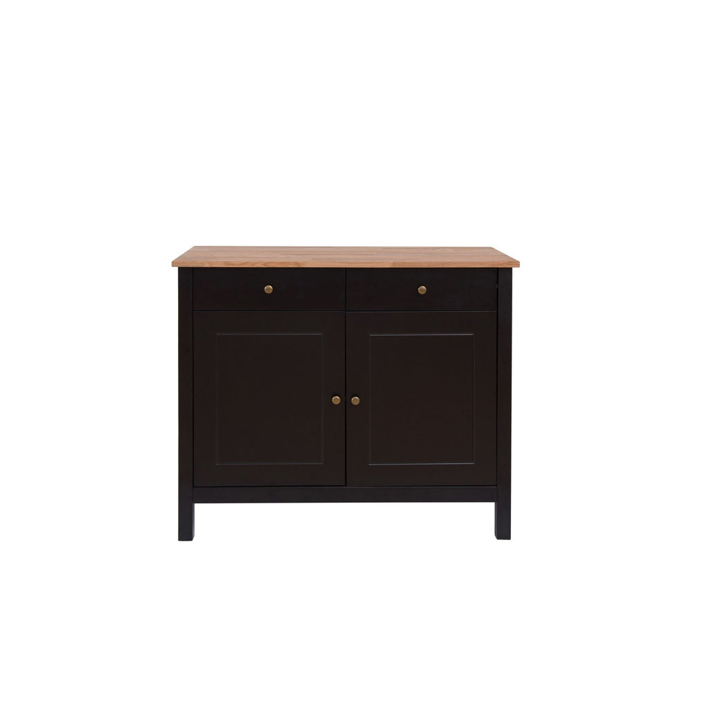 Harry Christian Home Industrial Sideboard 2 Doors & 2 Drawers Black Frame-Oiled Wood