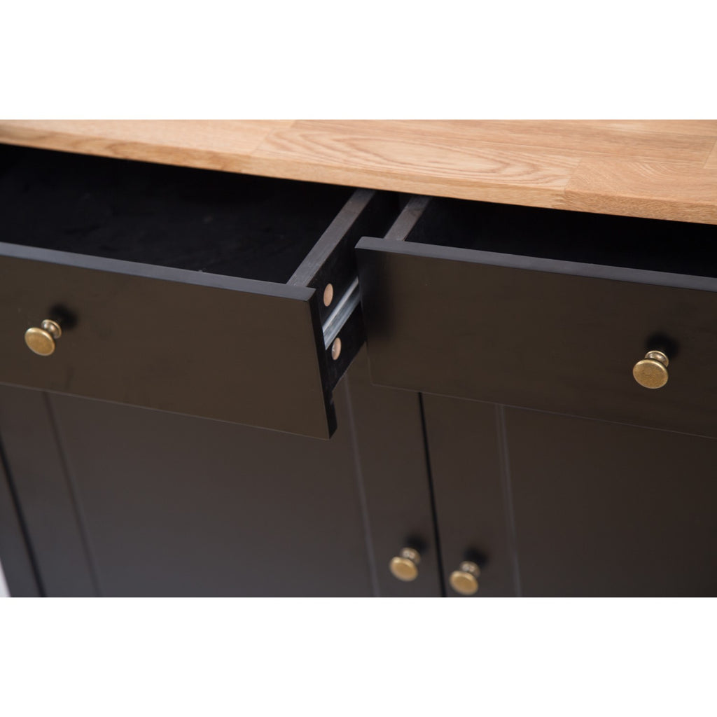 Harry Christian Home Industrial Sideboard 2 Doors & 2 Drawers Black Frame-Oiled Wood