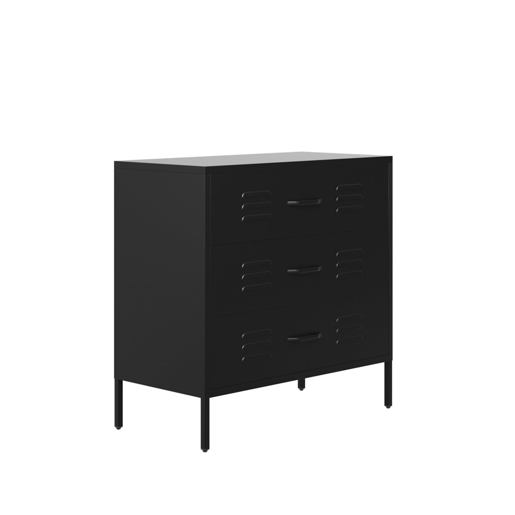 Harry Christian Home Black Metal Industrial Style Chest Of Drawers