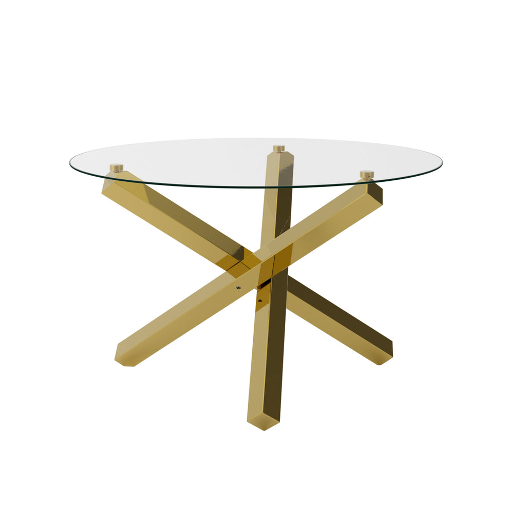 Harry Christian Home Gatsby Glass Top & Gold Legs Dining Table