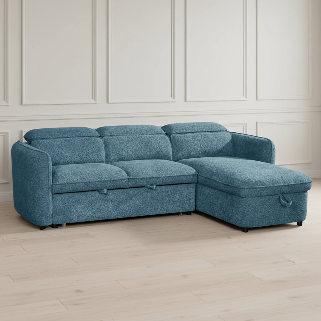 Capri Universal Corner Sofabed With Storage in blue
