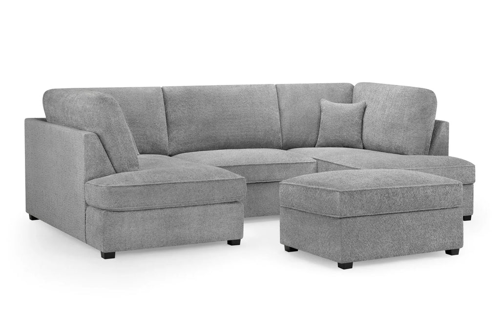 Valencia Cinema U-Shape Sofa In Boucle Grey
