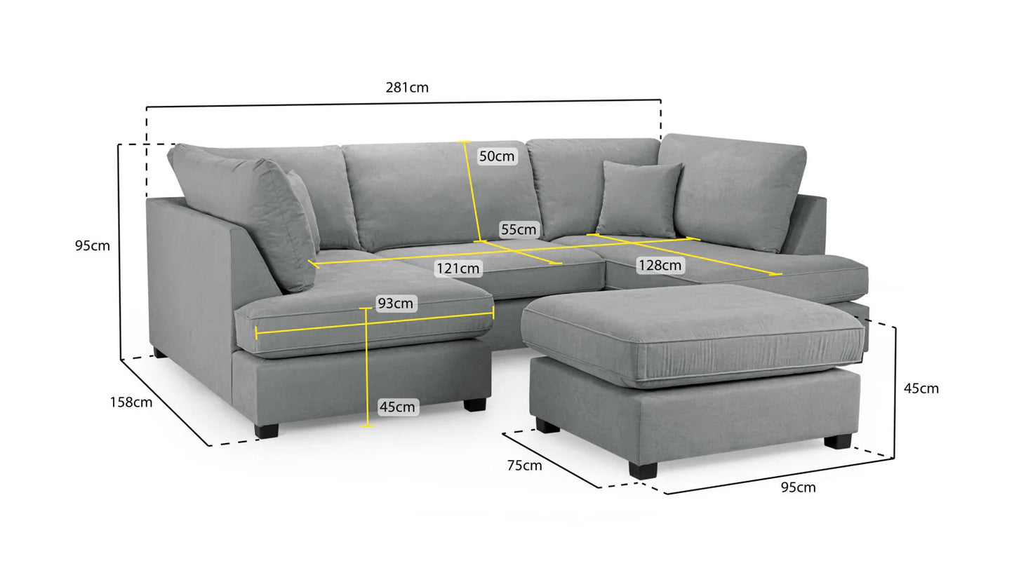 Valencia Cinema U-Shape Sofa In Grey