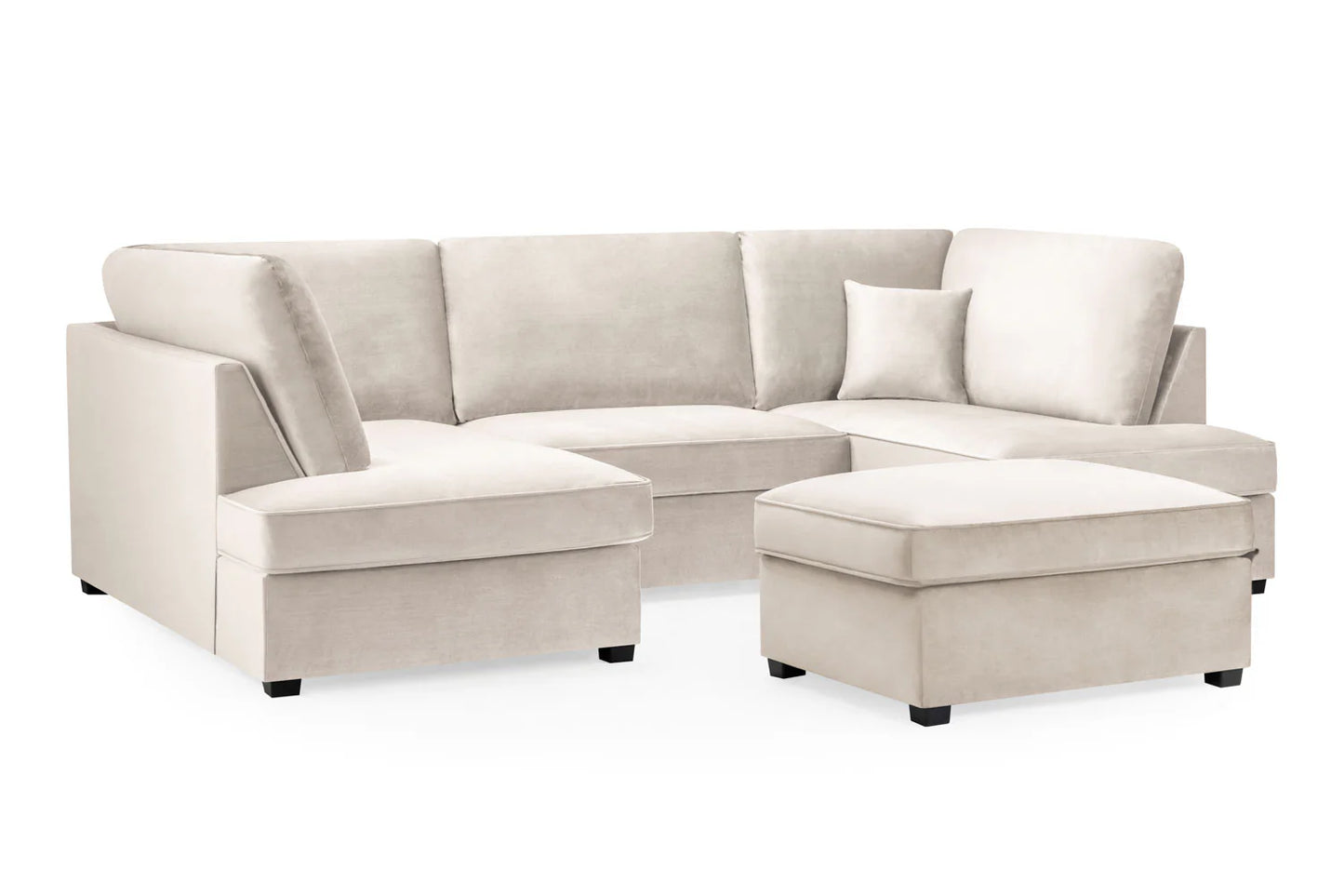 Valencia Cinema U-Shape Sofa In Plush Velvet Beige