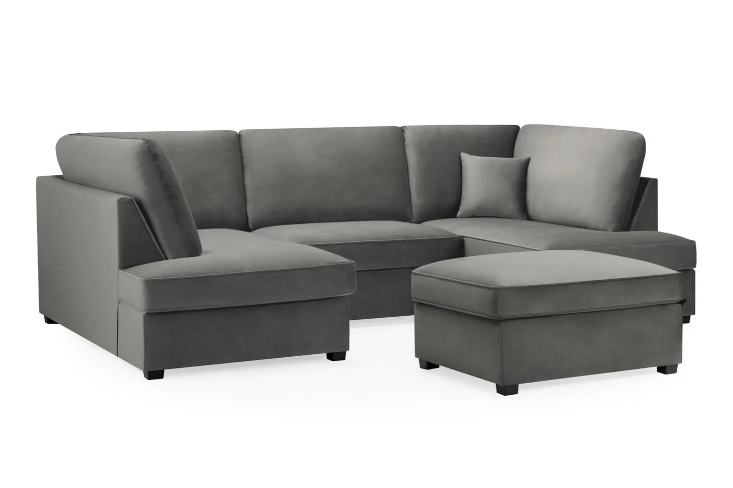 Valencia Cinema U-Shape Sofa In Plush Velvet Grey