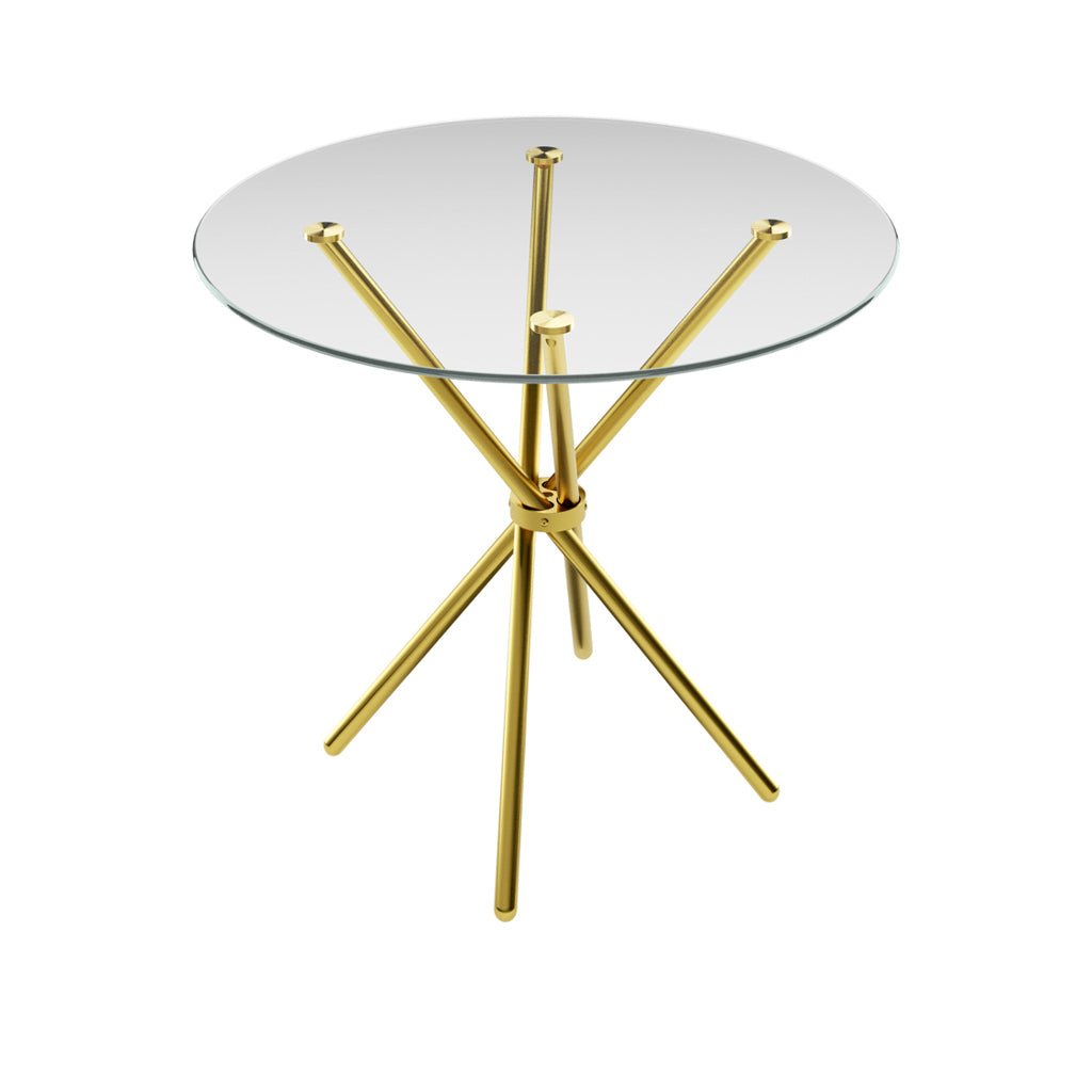 Harry Christian Home Glass Top & Gold Legs Dining Table