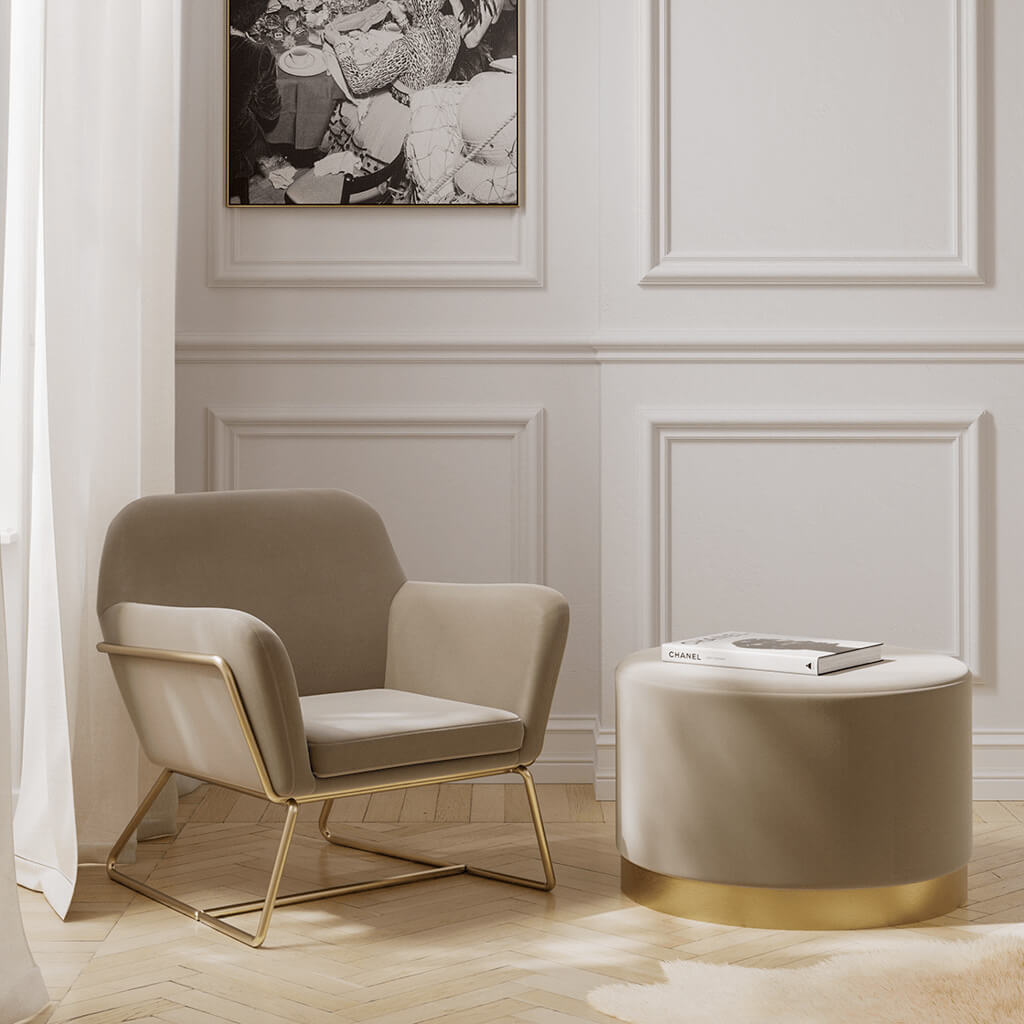 Harry Christian Home Olivia Accent Chair In Beige