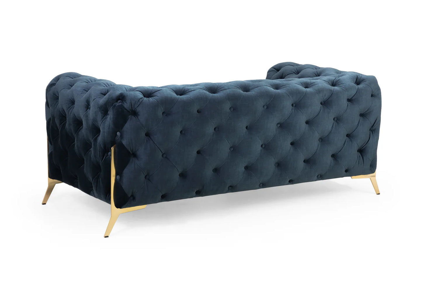 2 Seater Chelsea Sofa Deep Ocean Blue Plush Fabric