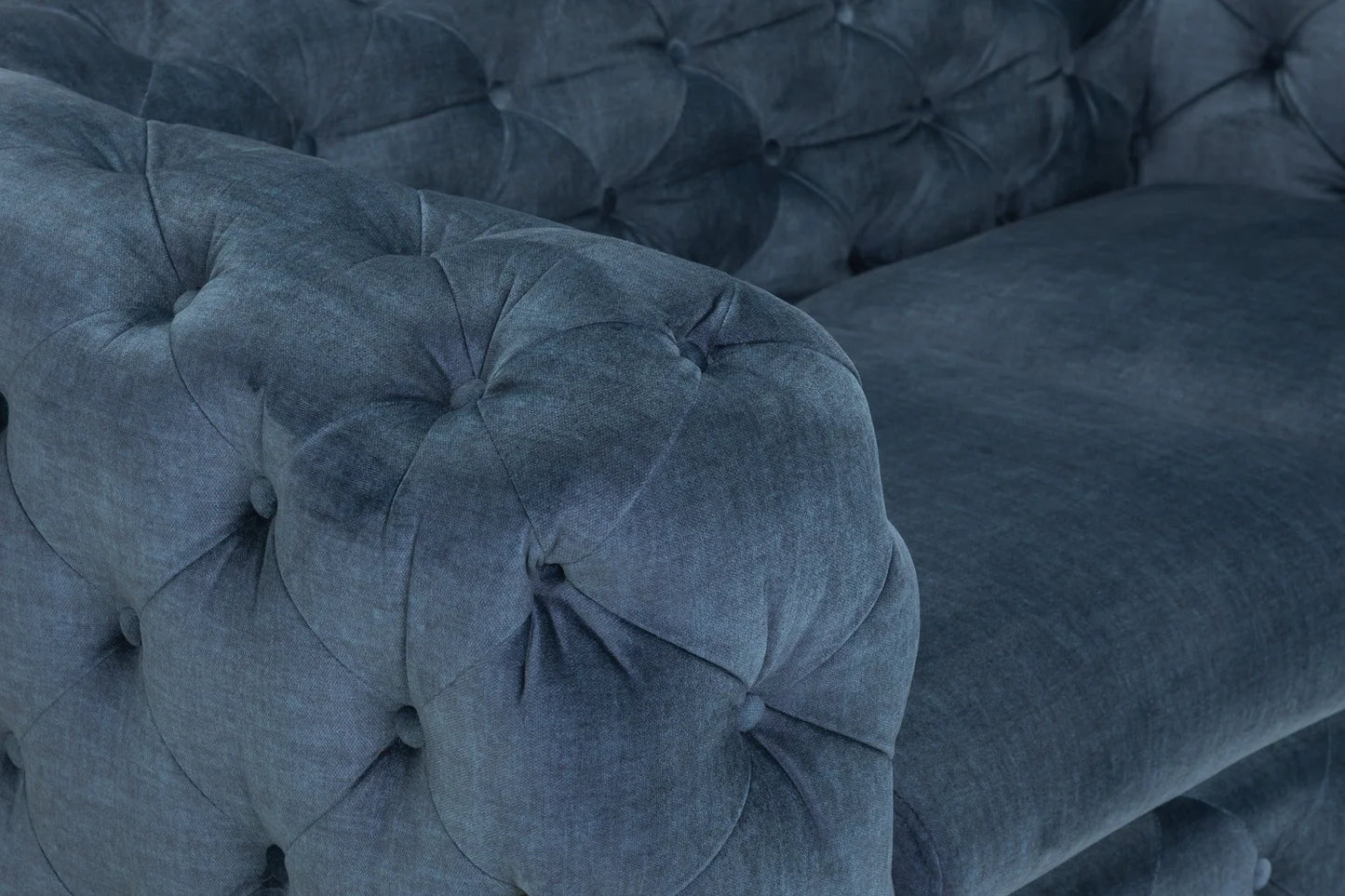 2 Seater Chelsea Sofa Deep Ocean Blue Plush Fabric
