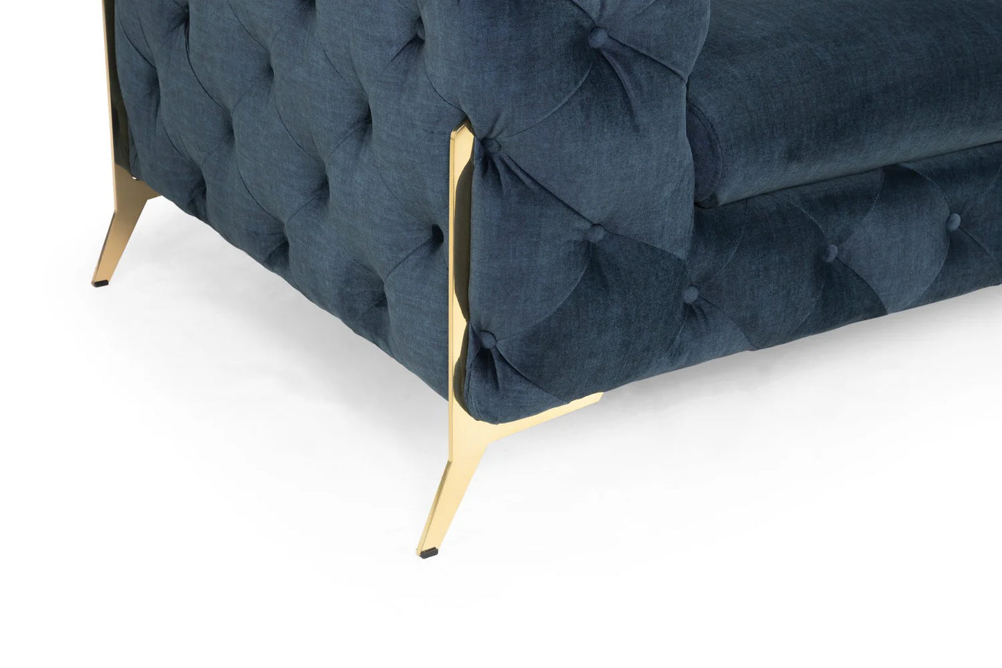 2 Seater Chelsea Sofa Deep Ocean Blue Plush Fabric