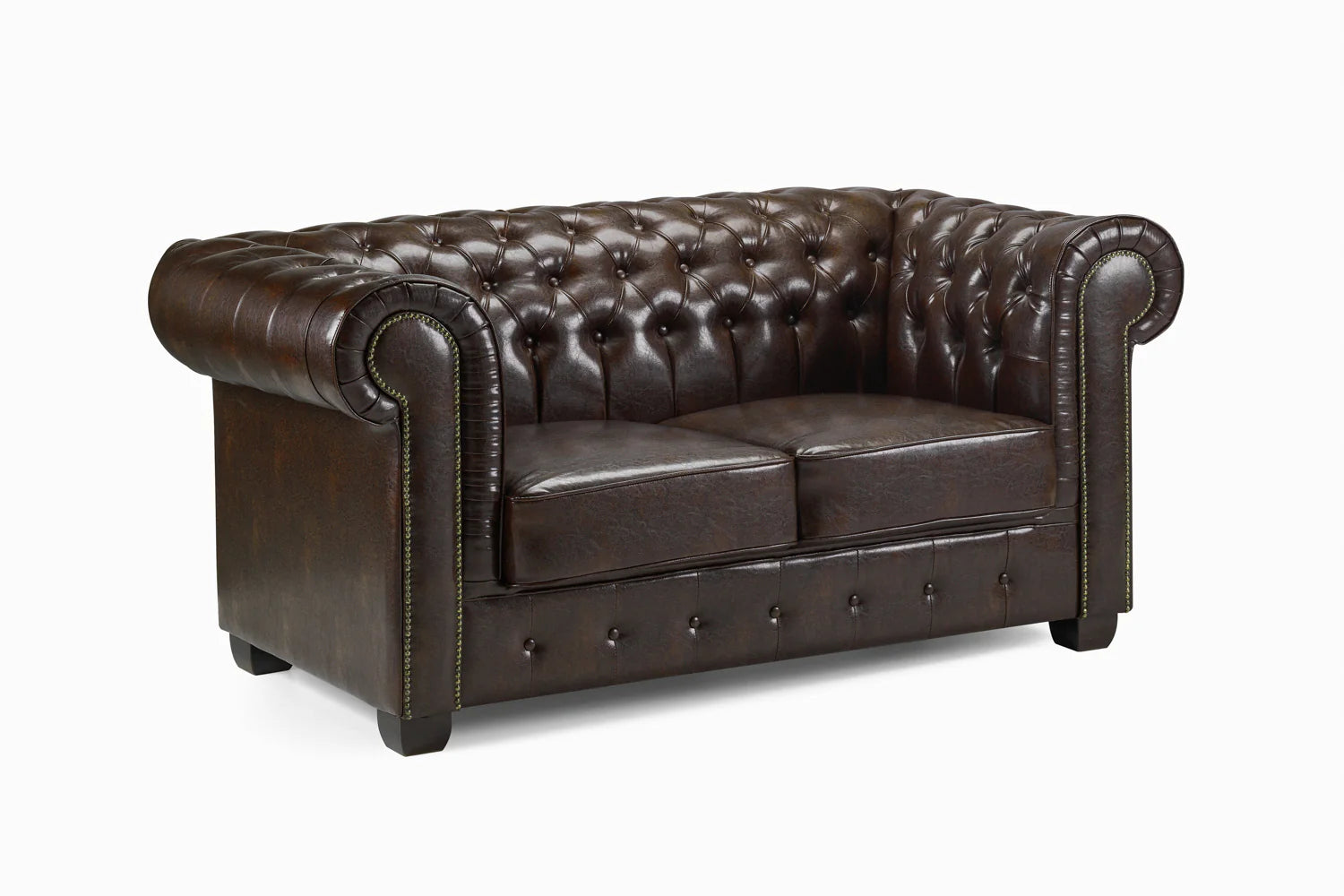 The Lancaster 2 Seater Chesterfield Sofa In Antique Brown