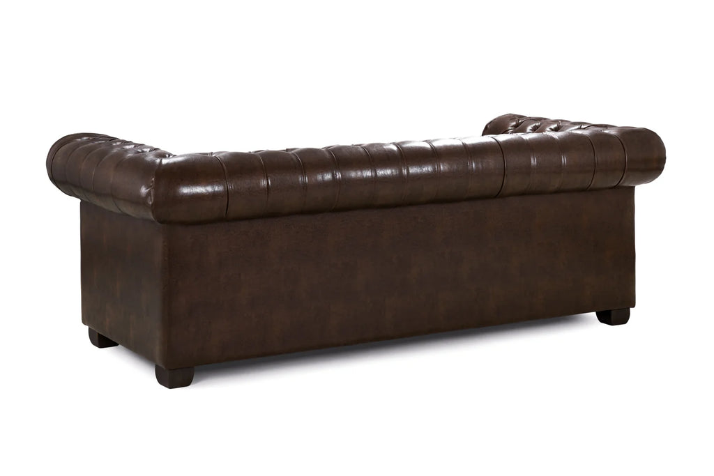 The Lancaster 3 Seater Chesterfield Sofa In Antique Brown Leather