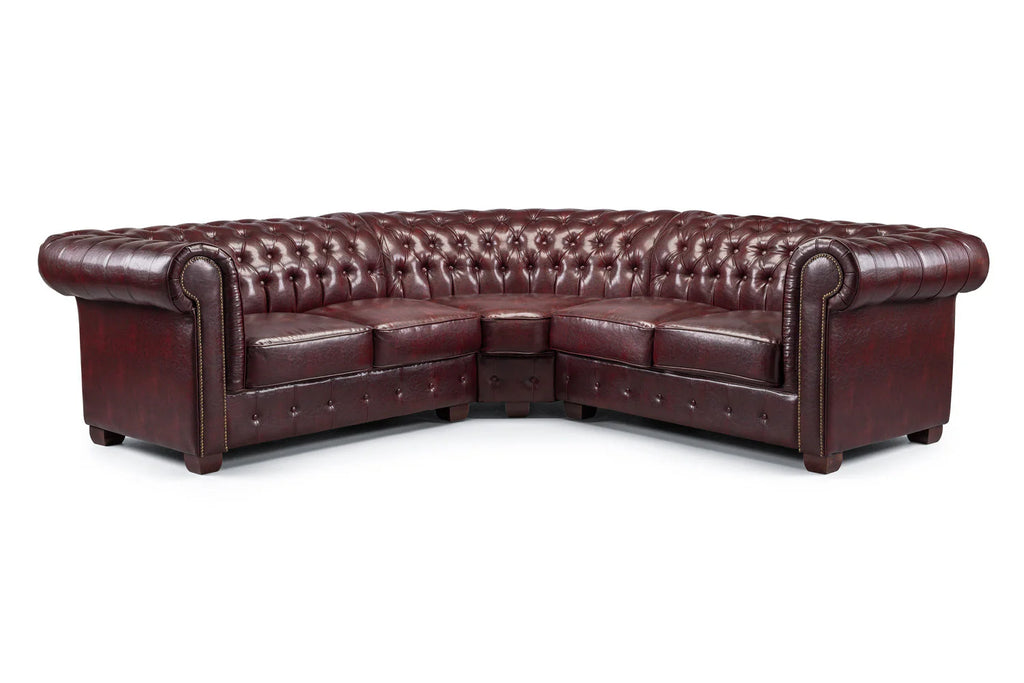 The Lancaster Large Corner Chesterfield In Oxblood Red Leather