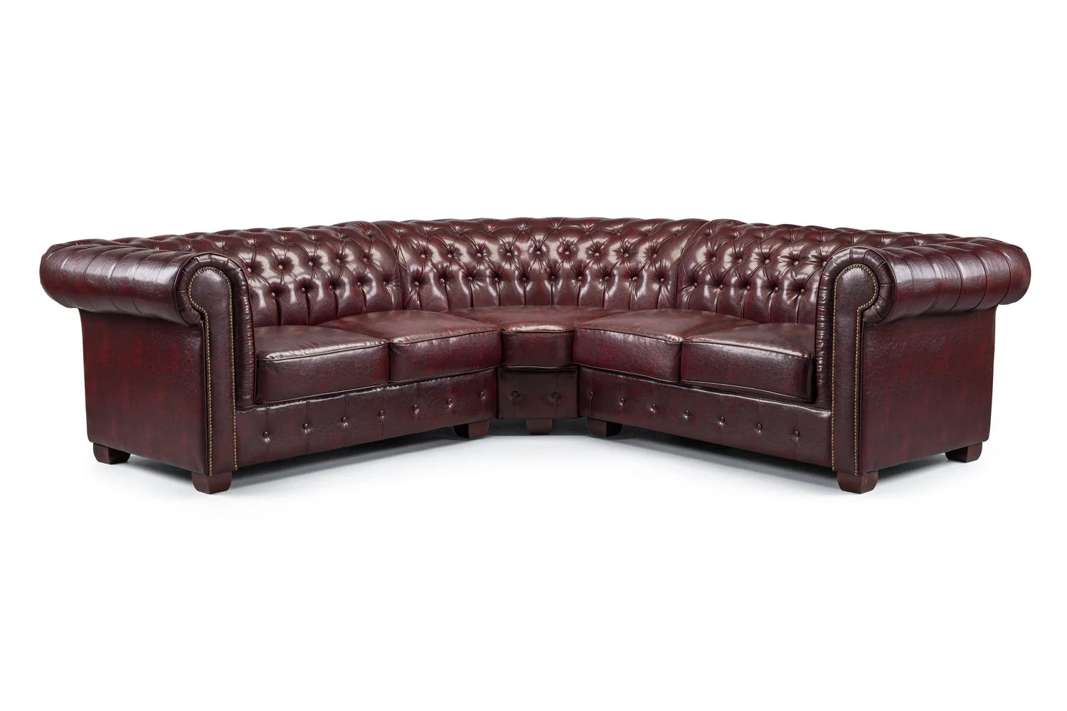 The Lancaster Large Corner Chesterfield In Oxblood Red Leather