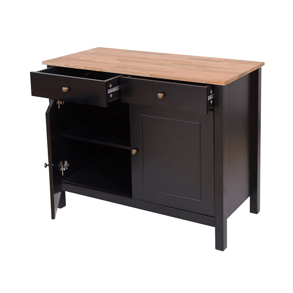 Harry Christian Home Industrial Sideboard 2 Doors & 2 Drawers Black Frame-Oiled Wood